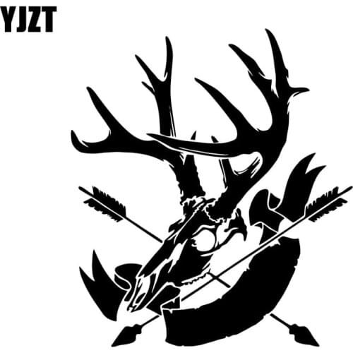 YJZT 15.7CM*17.8CM Hunting Head Hunter Deer Bow Arrow Car Sticker Vinyl Decal Black/Silver C10-01956
