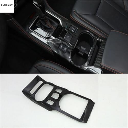 1pc ABS Carbon fiber grain Central control glass cup panel decoration cover for 2018 Subaru XV car accessories
