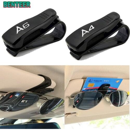 1pc Car Sun Visor Sunglasses Holder sticker For ADUI A3 A4 A6 auto Accessories