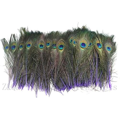 20 natural peacock feathers dyed purple for craft decoration 25-30 cm (10-12 inches) Diy jewelry feather vase accessory