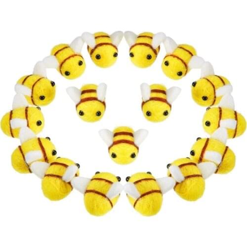 20 Pcs Wool Felt Bumble Bee Craft Decor Ball for Christmas Clothing Tent Hat Decoration DIY and Handmade Crafts