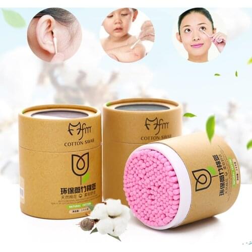 200pcs/Box Bamboo Baby Cotton Swab Wood Sticks Soft Cotton Buds Cleaning of Ears Tampons Cotonete Pampons Health Beauty