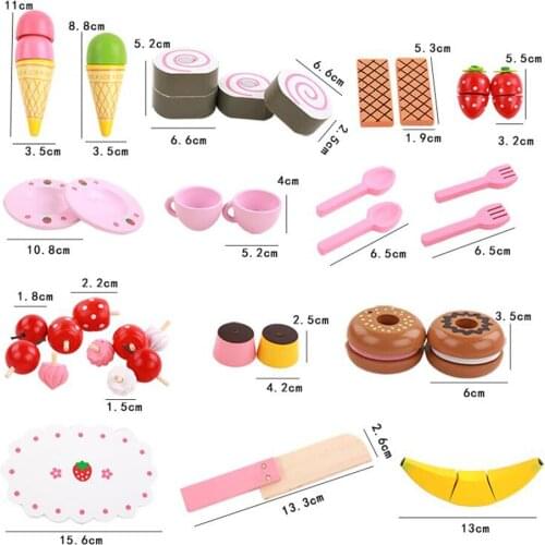 33x Sliceable Play Cake Fruit Food Set Kitchen Tea Party Wooden Cutting Toy
