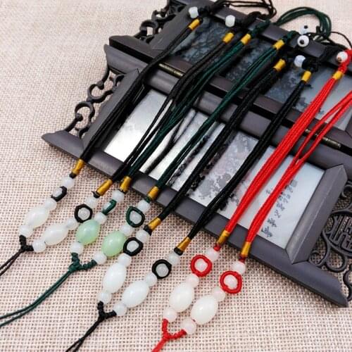 5pcs Hand Knited Necklace Silk Thread Knot Cord For Pendant-White Bead Flat