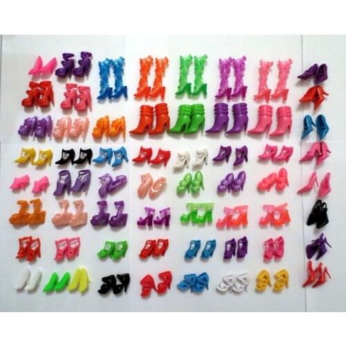 60 Pairs/lots Fashion Mix Color Heels Sandals Doll Shoes For Barbie Dolls Outfit Dress Lots of Designs Xmas Gift For Girl Toys