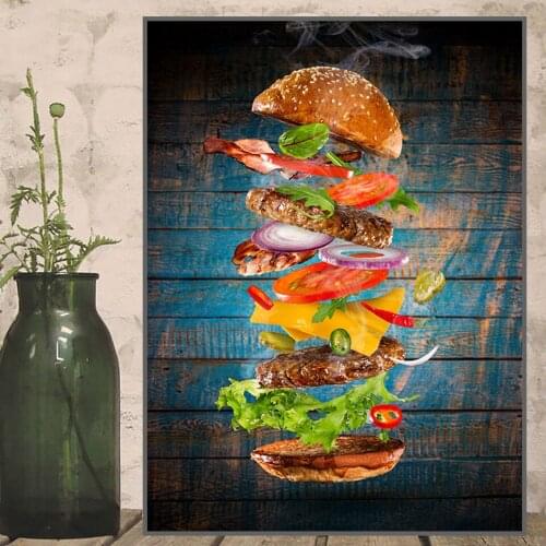 5D DIY Diamond Embroidery Food Hamburger Pictures Of Rhinestones Kitchen 3D Full Square Diamond Painting Mosaic Needlework Gift