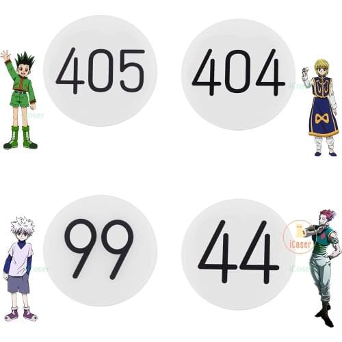 Anime Hunter x Hunter Cosplay Badge Pins 405 Gon Freecss 404 Kurapika 44 Hisoka 99 Killua Zoldyck Brooch Pins Costume Props