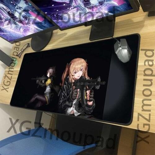 XGZ Custom Cute Gunner HD Large Gaming Mouse Pad Black Lock Edge Girls Frontline Computer Desk Mat Non-slip 900x400/900x300 Xxl