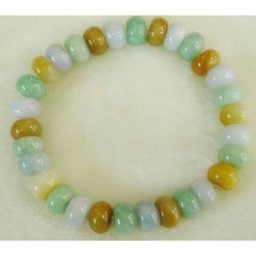 A natural jade beads bracelet hand three string color water and fine jade