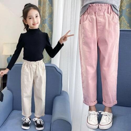 Girl Pants Kids Trousers Spring Autumn Clothes Children Pants for Baby Girls Casual Pants Girls Solid Color Straight Pants J145