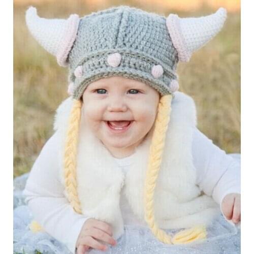Toddler to Adult Crochet Viking Hat - Crochet Kids Helmet - Toddler Viking Helmet - Crochet Viking Helm - Viking Baby Hat - Kids
