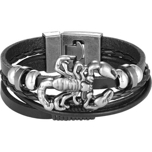 Hot Sale 2020 New Fashion Scorpion Bracelet Men Leather Bracelet Women Friends Valentines Gift Jewelry Wholesale Price Pulseira