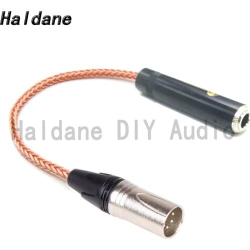 Haldane 4pin XLR Balanced Male to 6.35mm TRS 3pole Female OCC Single Crystal Copper Audio Adapter Cable 6.5 to XLR Connector