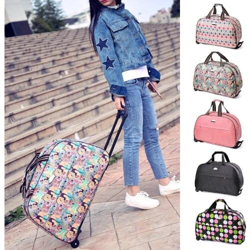 Quality Waterproof Oxford Cloth Luggage Bag Thick Style Rolling Suitcase Trolley Luggage Women&Men Weekend Travel Overnight Bag