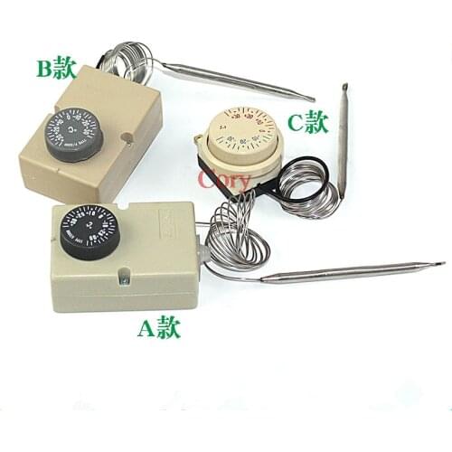 1PC Freezer Adjustable Dial -30 to 30 Celsius Capillary Thermostat AC 16A 250V NO NC -30-+30 Celsius