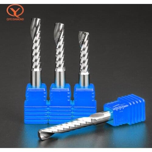 QIYE Single Flute End Mill 6MM Shank For MDF Acrylic Solid EndMills Carbide Milling Cutter CNC Woodworking Engraving Machine