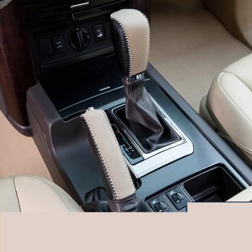 Leather Handbrake Grips /Gear Shift Collars For Toyota Prado 2700 4000 2010 2011 2012 2013 2014 2015 2016 AB079