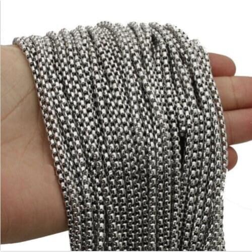 Lot 100meter/bag Fashion 3mm Square Rolo -Link Chain Stainless Steel Jewelry Finding Chain DIY Jewelry marking wholesale