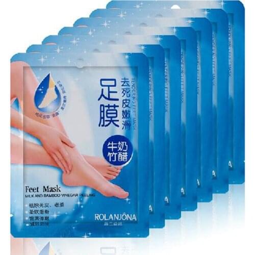 30bags/lot Milk bamboo vinegar remover dead skin peeling foot mask skin smooth exfoliating feet mask foot care skin care socks
