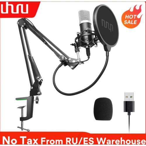 UHURU USB Podcast Condenser Microphone 192kHZ/24bit Professional PC Streaming Cardioid Microphone Kit for Youtube Laptop Karaoke