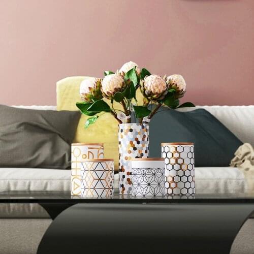 Minimalist Modern Vase Nordic Ceramic Flower Arrangements Glamour Aesthetic Living Room Vase Pot De Fleur Home Decor DB60HP