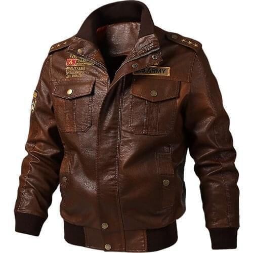 Spring and Autumn Mens Leather Jacket Loose Large Size Multi-pocket Leisure Washed Motorcycle Pu Leather Jacket