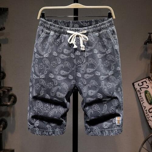 Large size 5XL 6XL 7XL Mens drawstring loose denim shorts 2021 summer new products Fashion printed hip-hop mens short jeans
