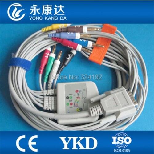 NEW Banana 4.0 END NIHON KOHDEN EKG CABLE 10 Leadwires AHA,4.7 k ohm Resistance Standard