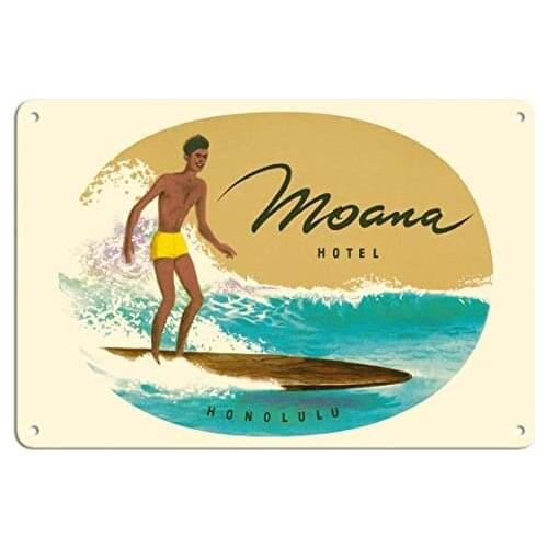 Moana Hotel - Honolulu, Hawaii - Hawaiian Surf Rider c.1950s Metal Tin Sign
