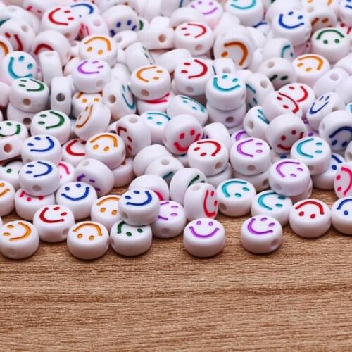 4x7mm Oval Smile-Face Beads Acrylic Round Spaced Beads For Jewelry Making Supplier DIY Bracelet Necklac Clothes Accessories
