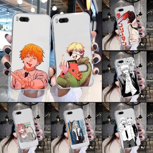 Anime Chainsaw Man Phone Case Transparent For Xiaomi Mi Max Note 3 A2 A3 8 9 9T 10 Lite Pro Ultra transparent silicone bumper