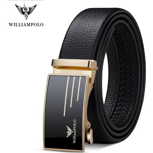 WILLIAMPOLO New 2021 Genuine Leather Belt Men Luxury Brand Designer fashion Top Quality cowhide Automatic Buckle business