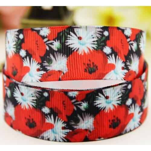 22mm 25mm 38mm 75mm Flower Cartoon pattern printed Grosgrain Ribbon party decoration 10 Yards X-04141