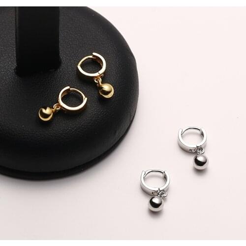 925 Sterling Silver Earring Fashion Wide-sided Big Ball Ear Ring Ear Bone Popular Cute Personality Woman Girl Boy Ear Jewelry