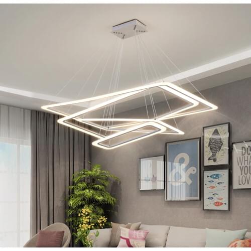 Rectangular rings LED chandeliers acrylic lights lamp for dinning room living room lampadario moderno Lustre Chandelier Lighting
