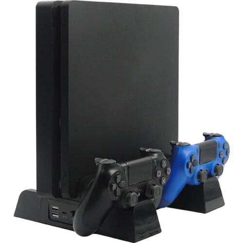 Multi-in-one Base 2 Controller Charger Charging Station+2USB Port+Cooling Fan+13 CD Storage Stand+Console Dock for PS4/Slim/Pro