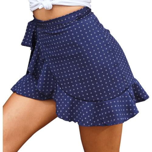 2021 Lady Irregular High Waist Skirt Fashion Women Summer Ruffle Short Skirt A-Line Pleated Boho Sexy Beach Skirts