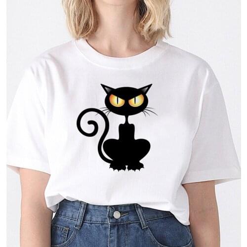 Women T Shirt Cute Cartoon Cat Graphic Print Short Sleeve Casual Summer Female Ladies Top Tee Shirt Tees for 90s Girls T Shirt