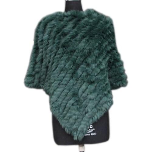 Free shipping spring autumn Genuine Real Knitted Rabbit Fur Poncho Wrap scarves women natural rabbit fur Shawl triangle Cape