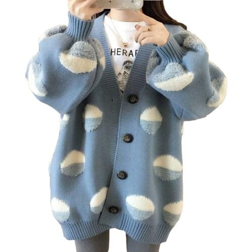 Spring new womens knitted jacket Korean single-breasted Western sweater womens jackets early loose lazy wind knitted cardigan