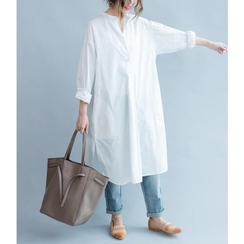 Robe Vintage Femme 2019 Chinese Fashion Clothes Long Shirt Dress Loose Harajuku Korean Style Chinese Style Clothing Women TA1620