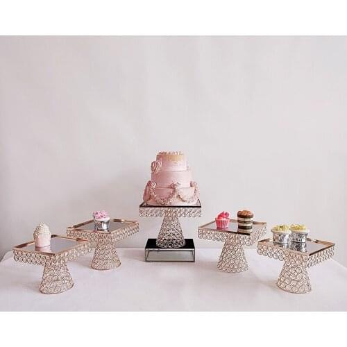1pcs-5pcs /lot New style Crystal Cake Stand Set Metal mirror Cupcake stand decorations Dessert Pedestal wedding Party