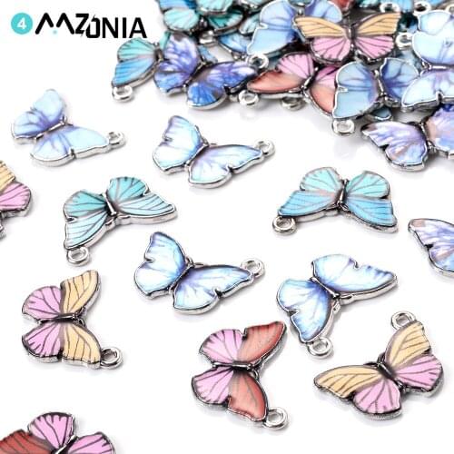 10pcs/lot 14x20 mm Butterfly Alloy Enamel charms Metal Color Pendant Wholesale For Jewelry Making Necklace Pendant Accessories
