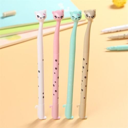 4 Pcs / Pack 0.5mm Cute Candy Color Bow Cat Gel Ink Pen Marker Pen School Office stationery Supply Escolar Papelaria Student