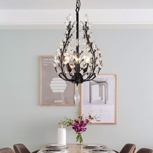 American vintage chandeliers E14 bulb home deco crystal pendant lamp for dining room bedroom hallway retro chandeliers lighting