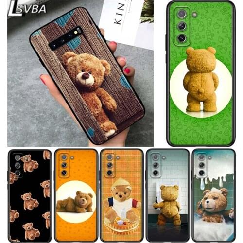 Cute animal Bear for Samsung Galaxy S21 Ultra Plus Note 20 10 9 8 S10 S9 S8 S7 S6 Edge Plus Black Phone Case