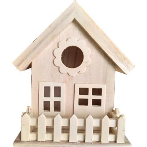 1Pcs DIY Wooden Bird House Nest Handmade Eco-Friendly Bird Nest Cage Outdoor Birdhouse Garden Yard Hanging Decoration Crafts