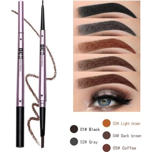 5Colors Double-headed Eyebrow Pencil Waterproof Long-lasting Sweat-proof Natural Wild Brows Shaping Drawing Easy Coloring Makeup