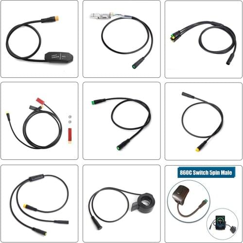 E-bike Cable For Bafang/8FUN Motor Kits Gear Sensor USB Programming Hydraulic Brake Sensor Display 5PIN Brake 3pin 1T4 1T2