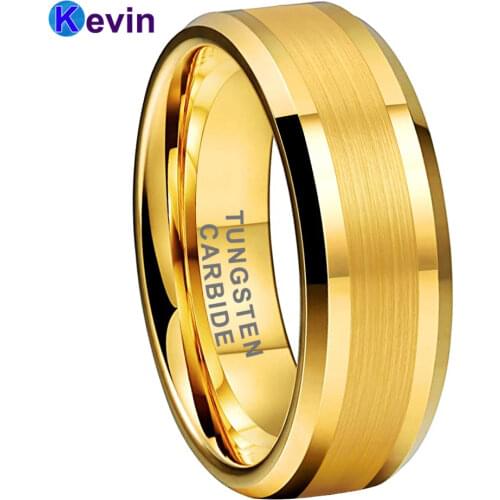 Men Women Wedding Ring Tungsten Carbide Ring With Bevel Edges Polished Brushed 8MM Comfort Fit